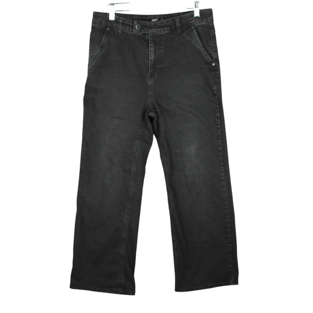 OAT New York Women Jeans 8/29(30x28)  High Waist Wide Leg Stretch Black Denim